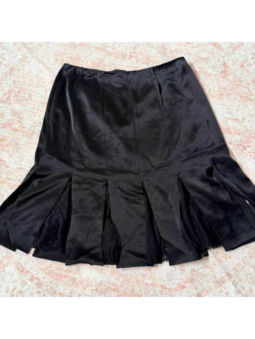 Vintage Black Satin Pleated Mini Skirt